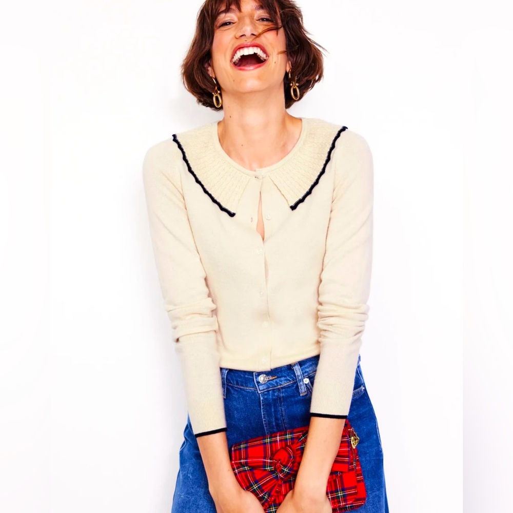 Boden Frill Collared Cardigan NWT